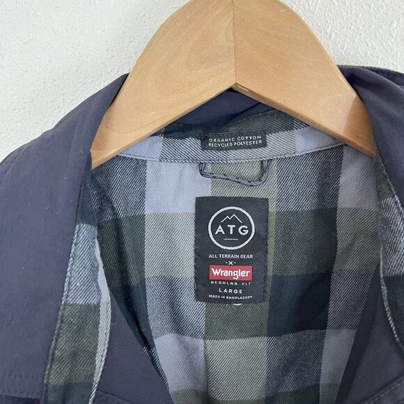 Wrangler X ATG Flannel Plaid Button Down Mens L Large Organic Cotton - Picture 6 of 7